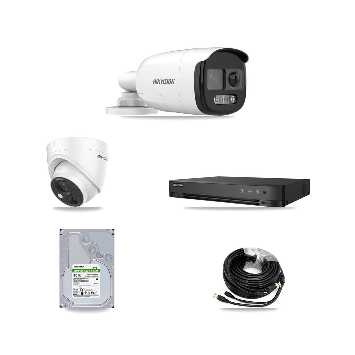 Hikvision 4-Channel 5MP CCTV Kit — 3 DS-2CE12KF3T Bullet + 1 DS-2CE71H0T Turret Cameras + 10TB Recording - Image 1