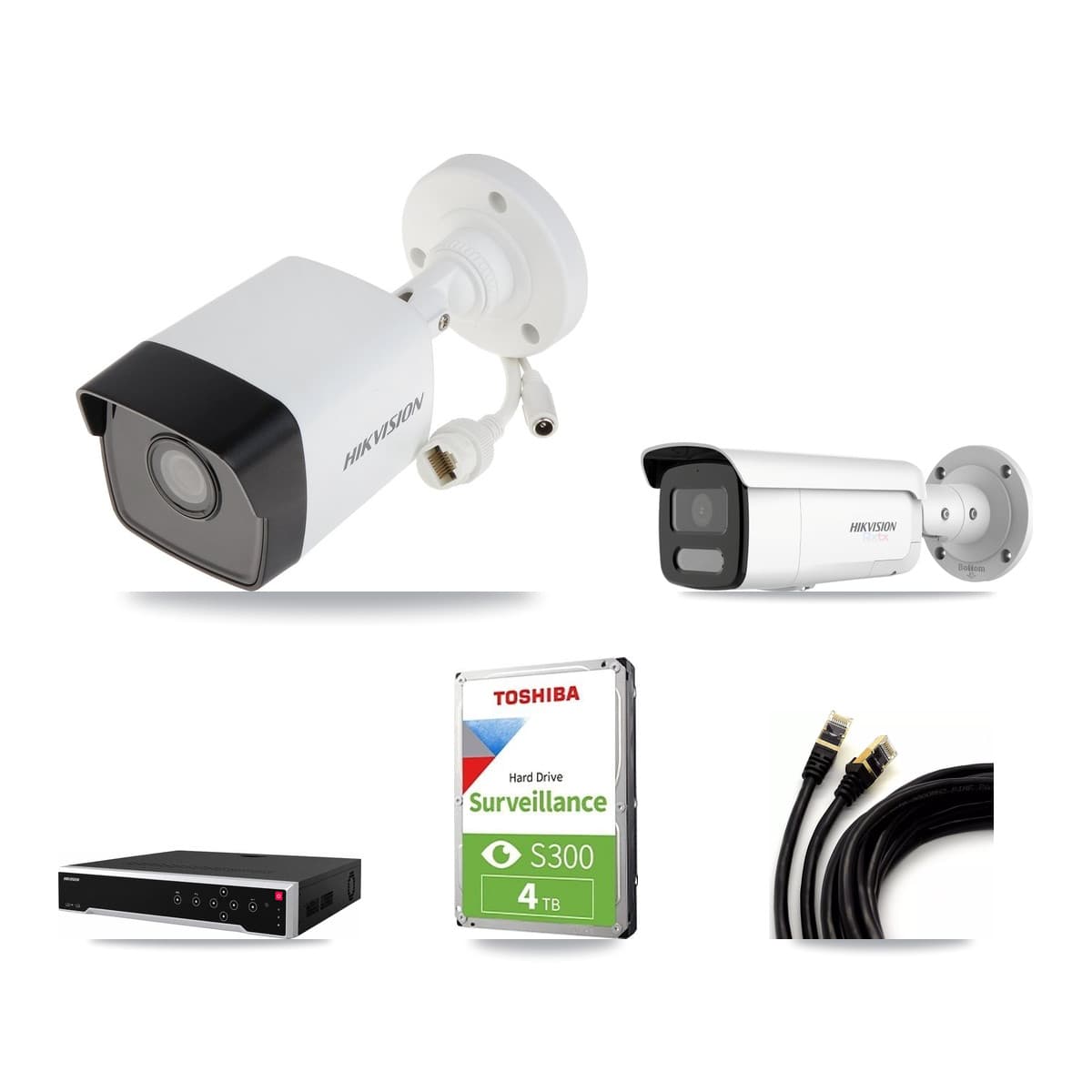 Hikvision 32-Channel 5MP – 4K CCTV Kit — 1 5MP + 1 White 4K Bullet Cameras + 4TB Recording - Image 1