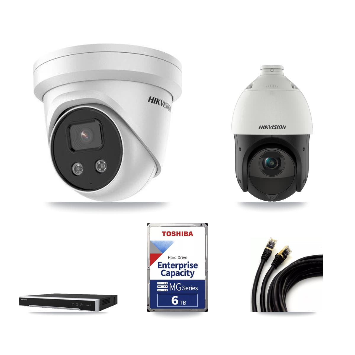 Hikvision 16-Channel 4MP – 5MP CCTV Kit — 4 5MP Turret + 1 4MP PTZ Cameras + 6TB Recording - Image 1