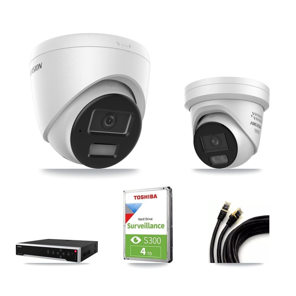 Hikvision 32-Channel 4MP CCTV Kit — 2 DS-2CD1343G2 + 1 DS-2CD2347G3 Turret Cameras + 4TB Recording - Image 1