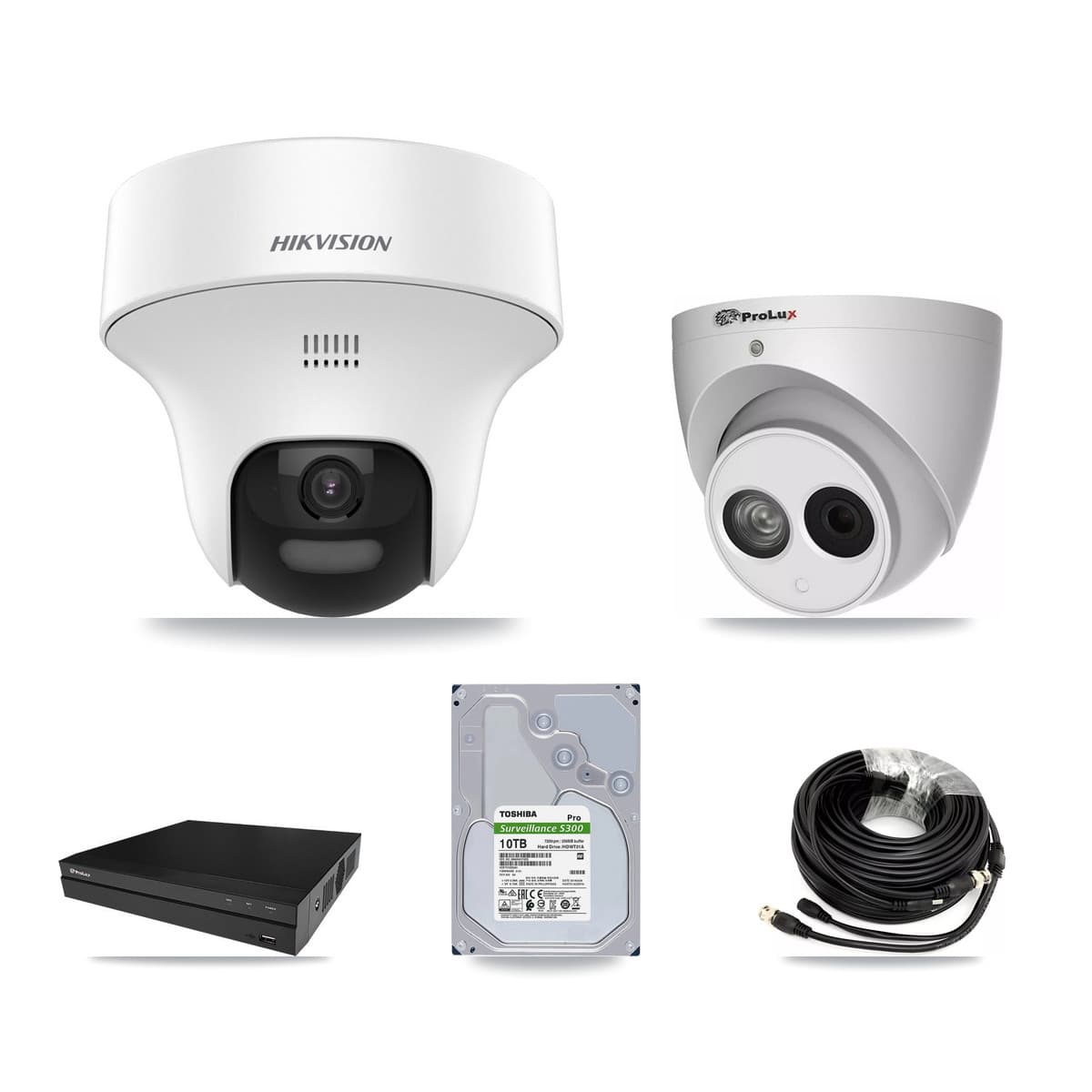 Hikvision & Prolux 8-Channel 4MP – 5MP CCTV Kit — 6 DS-2CE70K0T 5MP + 1 PXC-612C4W-A 4MP Turret Cameras + 10TB Recording (PXD-5208AN Recorder) - Image 1