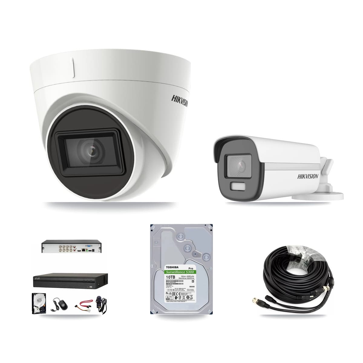 Hikvision & Dahua 8-Channel 4K CCTV Kit — 1 DS-2CE12UF3T Bullet + 7 DS-2CE78U1T Turret Cameras + 10TB Recording (XVR-3108AD Recorder) - Image 1