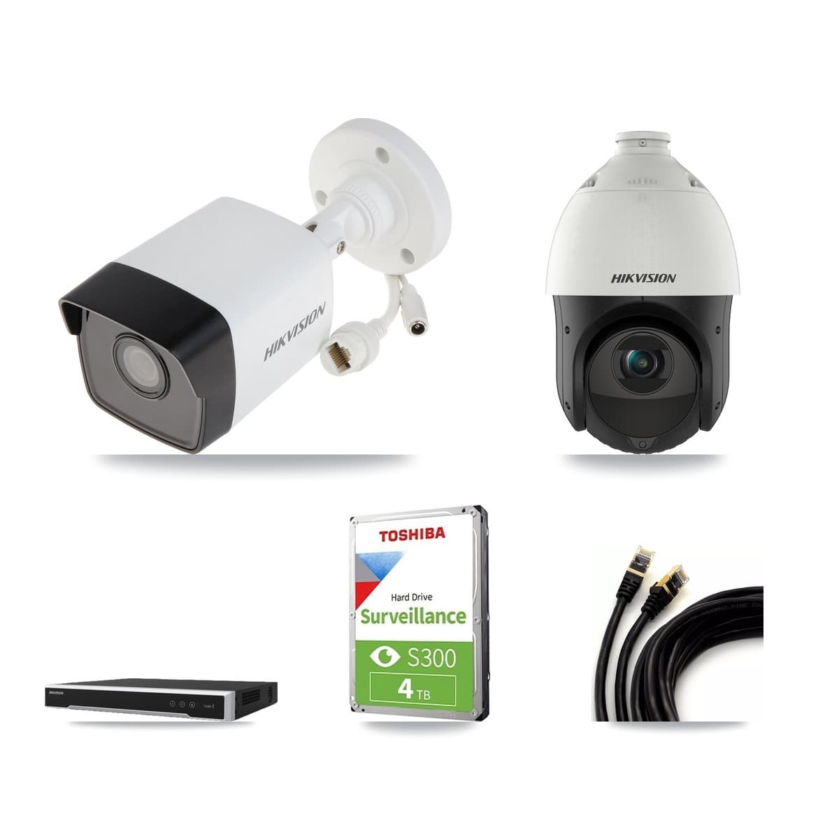 Hikvision 8-Channel 4MP – 5MP CCTV Kit — 2 5MP Bullet + 1 4MP PTZ Cameras + 4TB Recording - Image 1