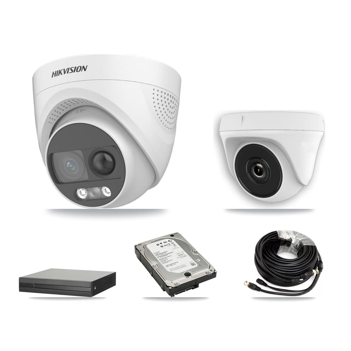 Hikvision 8-Channel 2MP – 5MP CCTV Kit — 3 DS-2CE72KF3T 5MP Turret + 1 White HDT-2MP-N20W 2MP Dome Cameras + 5TB Recording - Image 1
