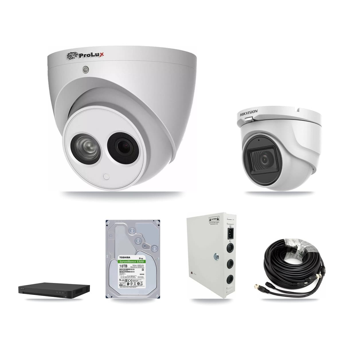 Hikvision & Prolux 32-Channel 4MP – 5MP CCTV Kit — 4 5MP + 10 4MP Turret Cameras + 2× 10TB Recording - Image 1