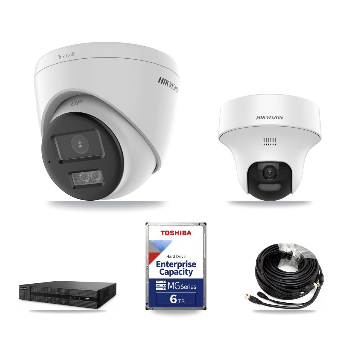 Hikvision 8-Channel 5MP CCTV Kit — 2 DS-2CE70K0T + 6 DS-2CE78K0T Turret Cameras + 6TB Recording