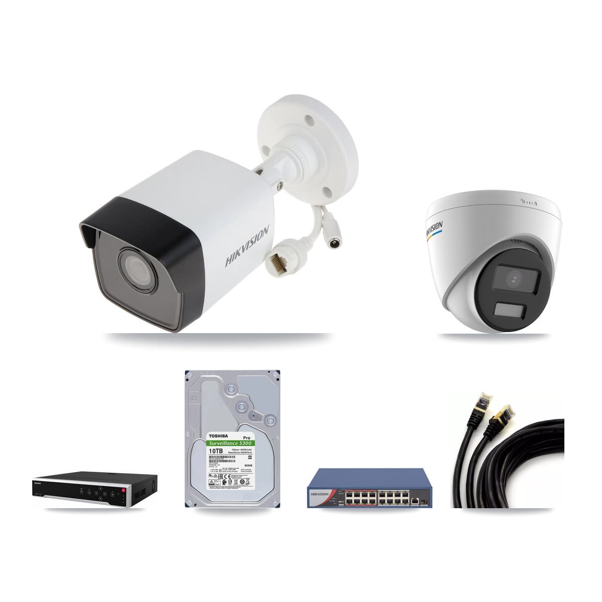 Hikvision 32-Channel 2MP – 5MP CCTV Kit — 31 5MP Bullet + 1 2MP Turret Cameras + 4× 10TB Recording