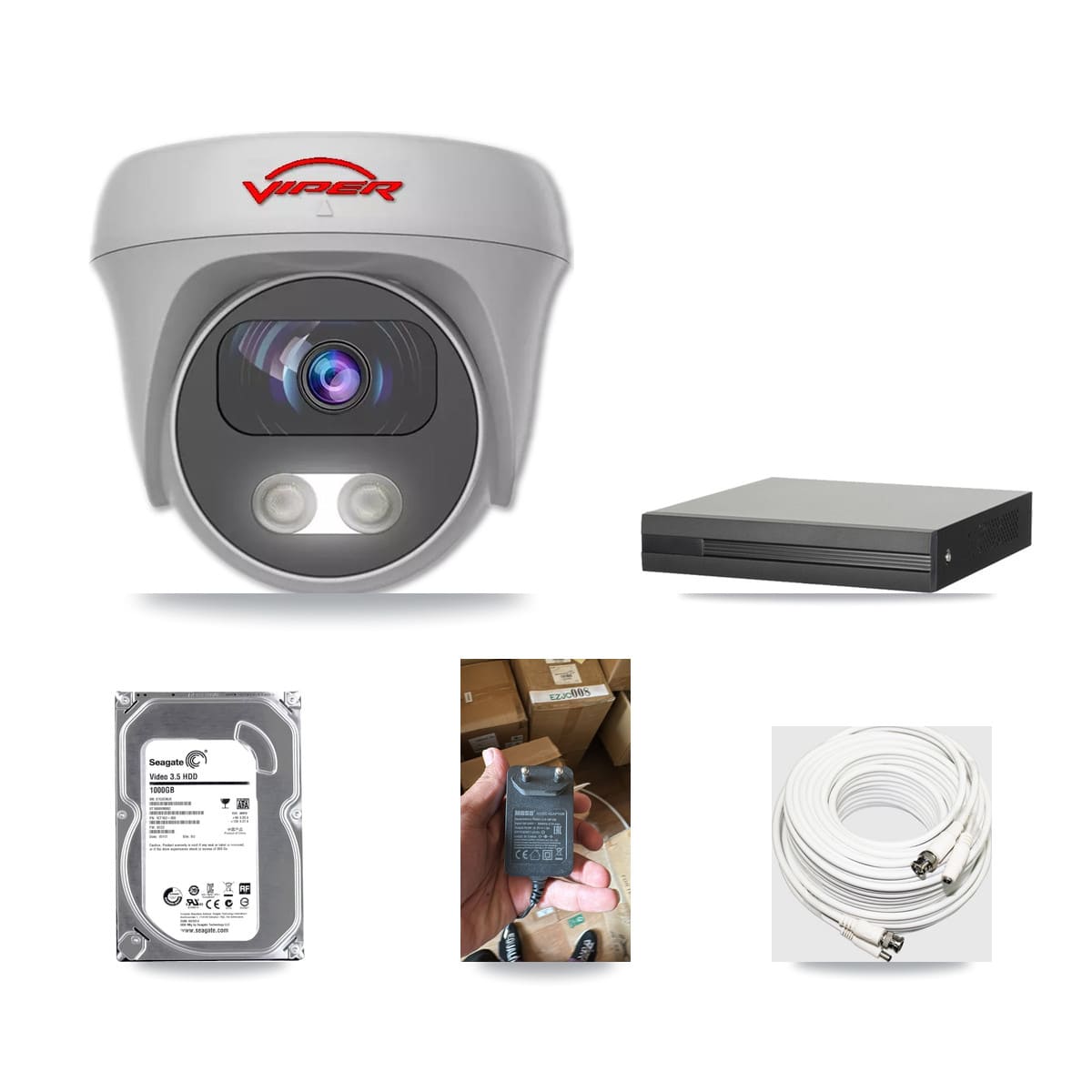 8-channel CCTV kit: 1 camera (1× 5MP Camera), 1TB hard drive