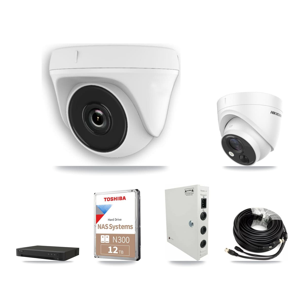 Hikvision 16-Channel 2MP – 5MP CCTV Kit — 1 DS-2CE71H0T 5MP Turret + 15 White HDT-2MP-N20W 2MP Dome Cameras + 12TB Recording - Image 1