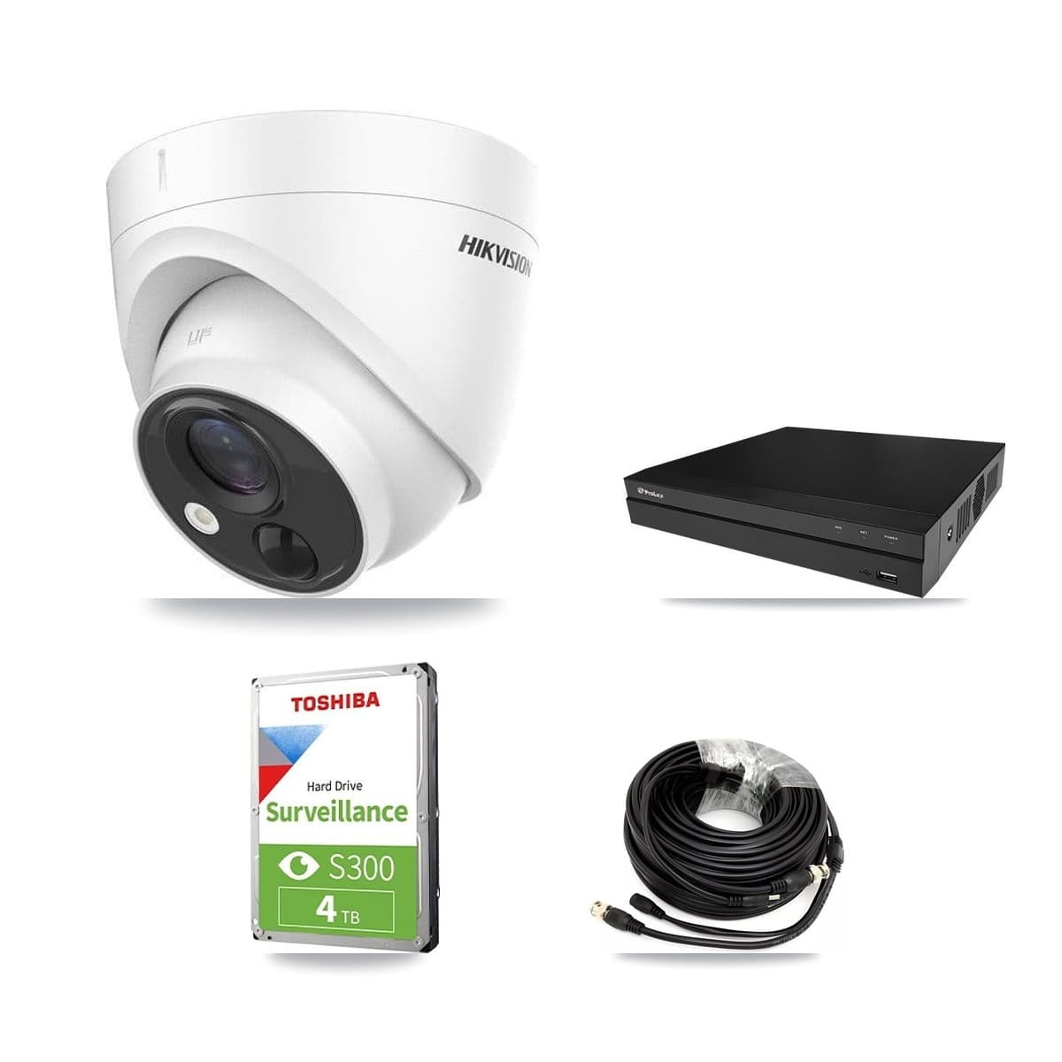 Hikvision & Prolux 8-Channel 5MP CCTV Kit — 3 DS-2CE71H0T Turret Cameras + 4TB Recording (PXD-5208AN Recorder) - Image 1