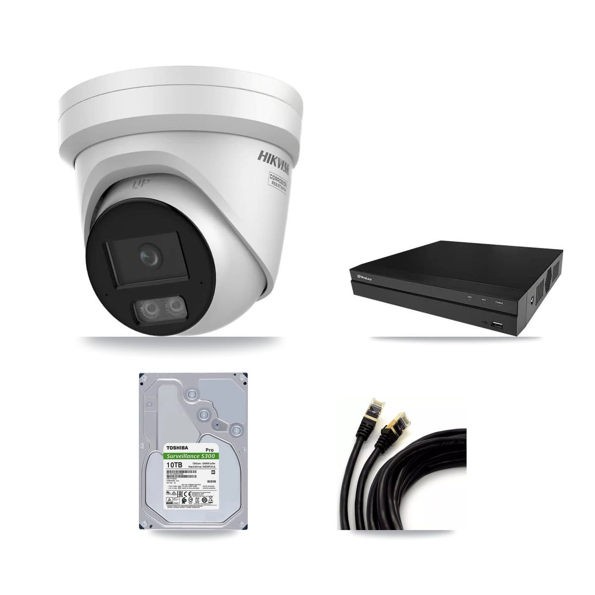 Hikvision & Prolux 8-Channel 4K CCTV Kit — 7 DS-2CD2387G3 Turret Cameras + 10TB Recording