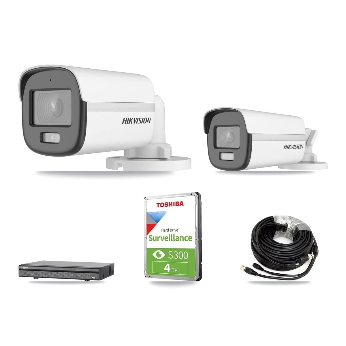 Hikvision & Dahua 8-Channel 5MP – 4K CCTV Kit — 1 DS-2CE12KF0T 5MP + 1 DS-2CE12UF3T 4K Bullet Cameras + 4TB Recording (DH-XVR5108H Recorder) - Image 1