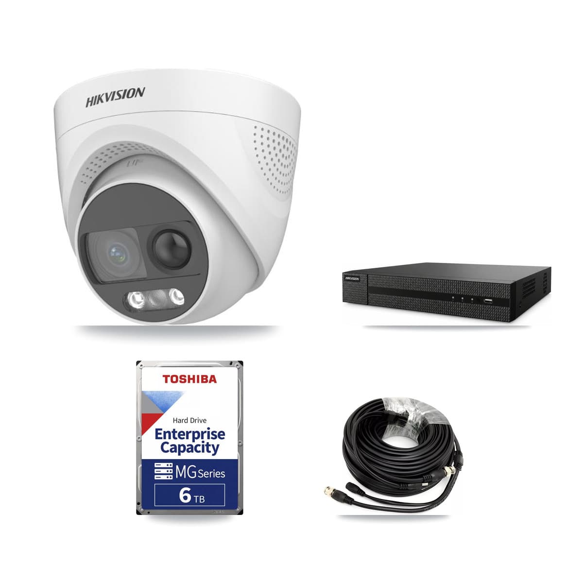 Hikvision 8-Channel 5MP CCTV Kit — 4 DS-2CE72KF3T Turret Cameras + 6TB Recording (DVR-8CH Recorder) - Image 1