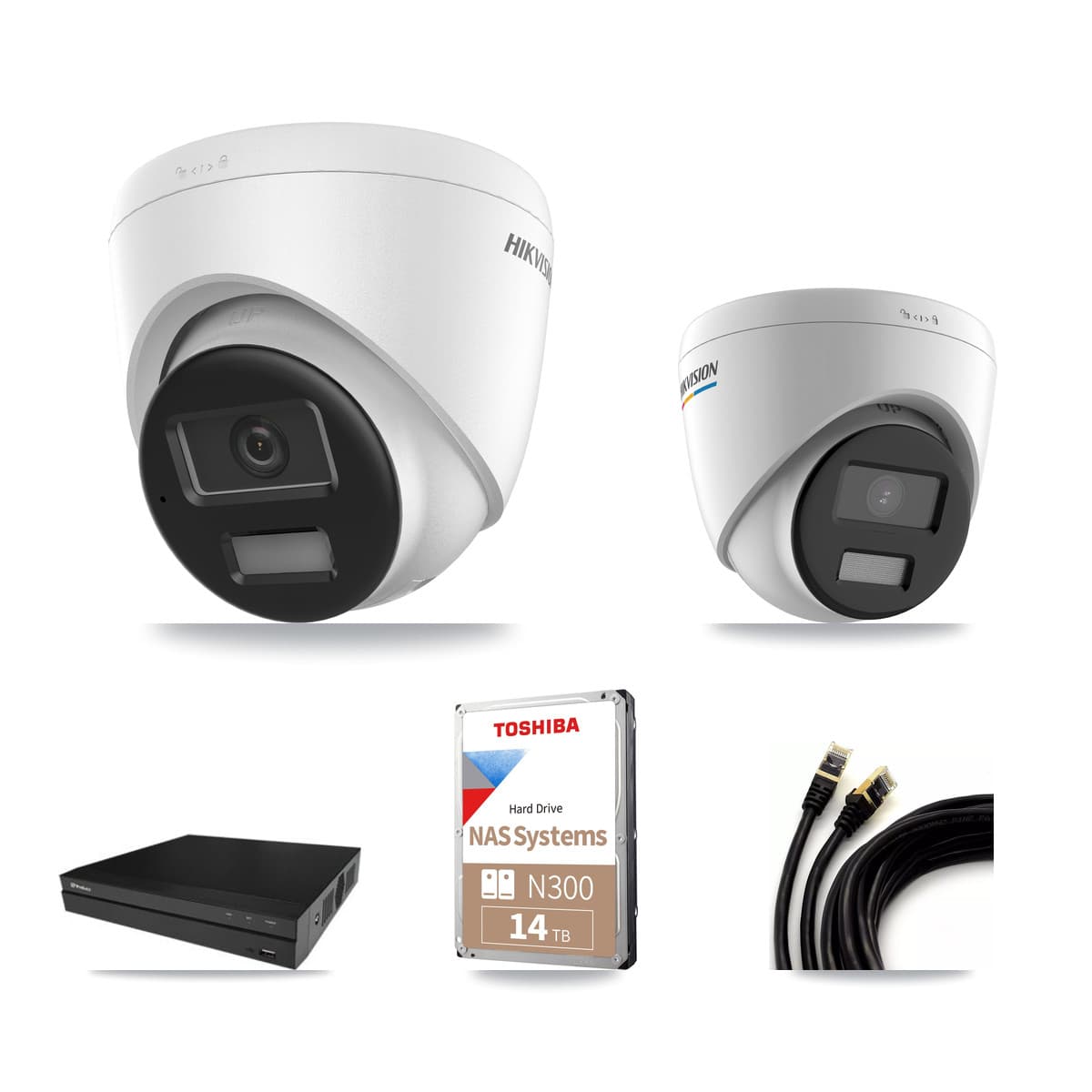Hikvision & Prolux 16-Channel 2MP – 4K CCTV Kit — 2 2MP + 5 4K Turret Cameras + 14TB Recording - Image 1