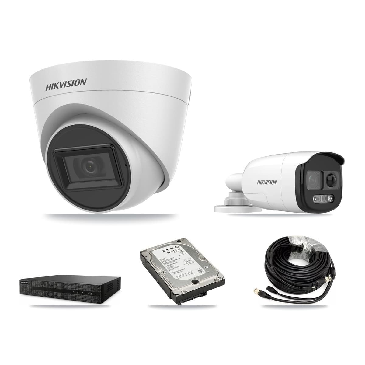 Hikvision 8-Channel 5MP CCTV Kit — 1 Bullet + 3 White Turret Cameras + 5TB Recording (DVR-8CH Recorder) - Image 1