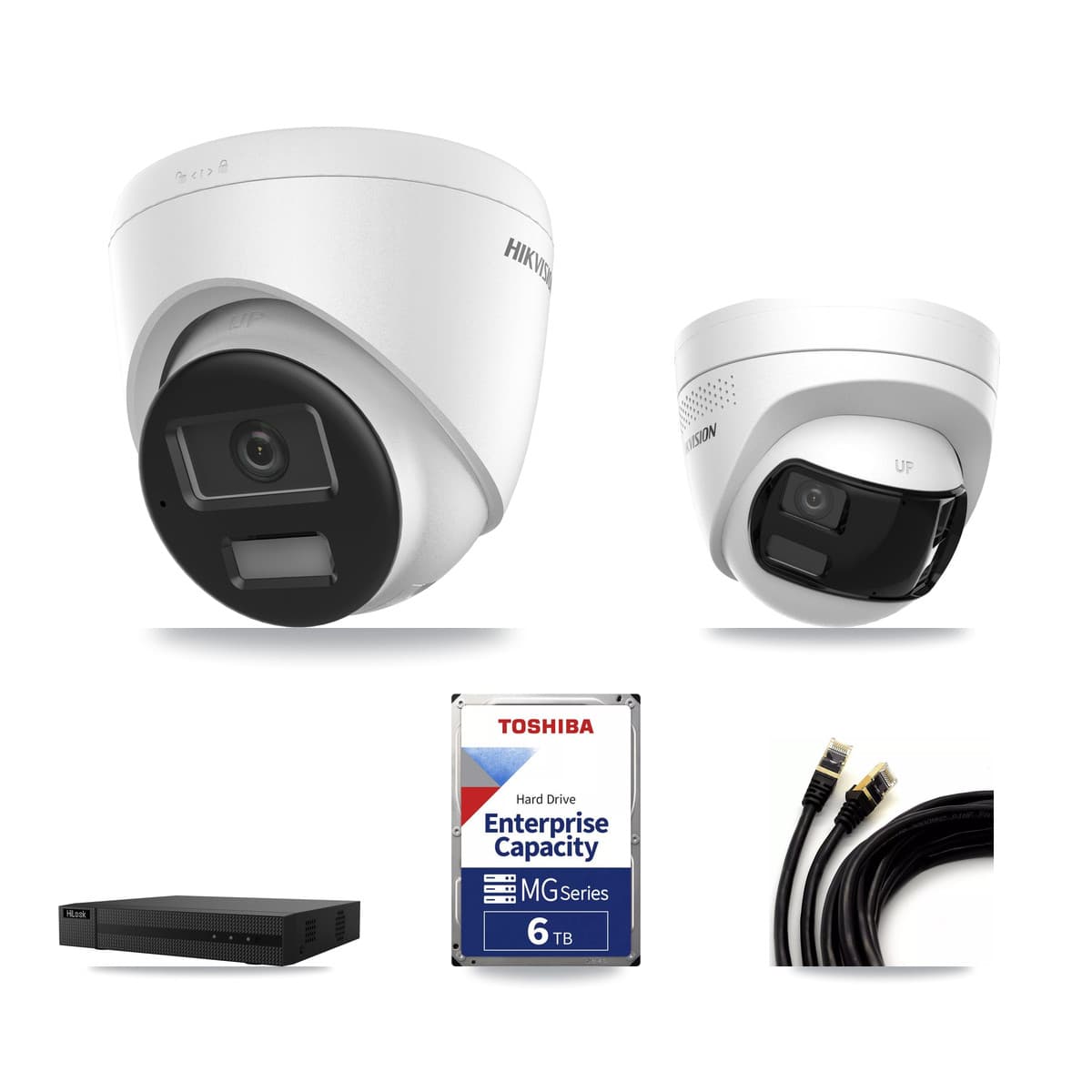 Hikvision & HiLook 8-Channel 4K CCTV Kit — 6 DS-2CD1383G2 + 2 DS-2CD1383G2P Turret Cameras + 6TB Recording - Image 1