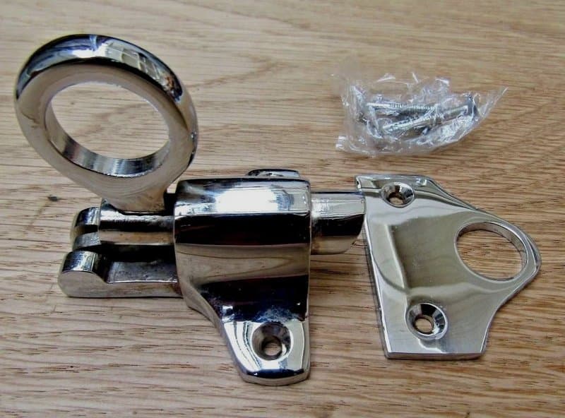 Polished Chrome Fanlight Window Catch 60mm Spring Loaded Pull Ring Latch Lock for Window Cupboard Cabinet Wardrobe - Image 1