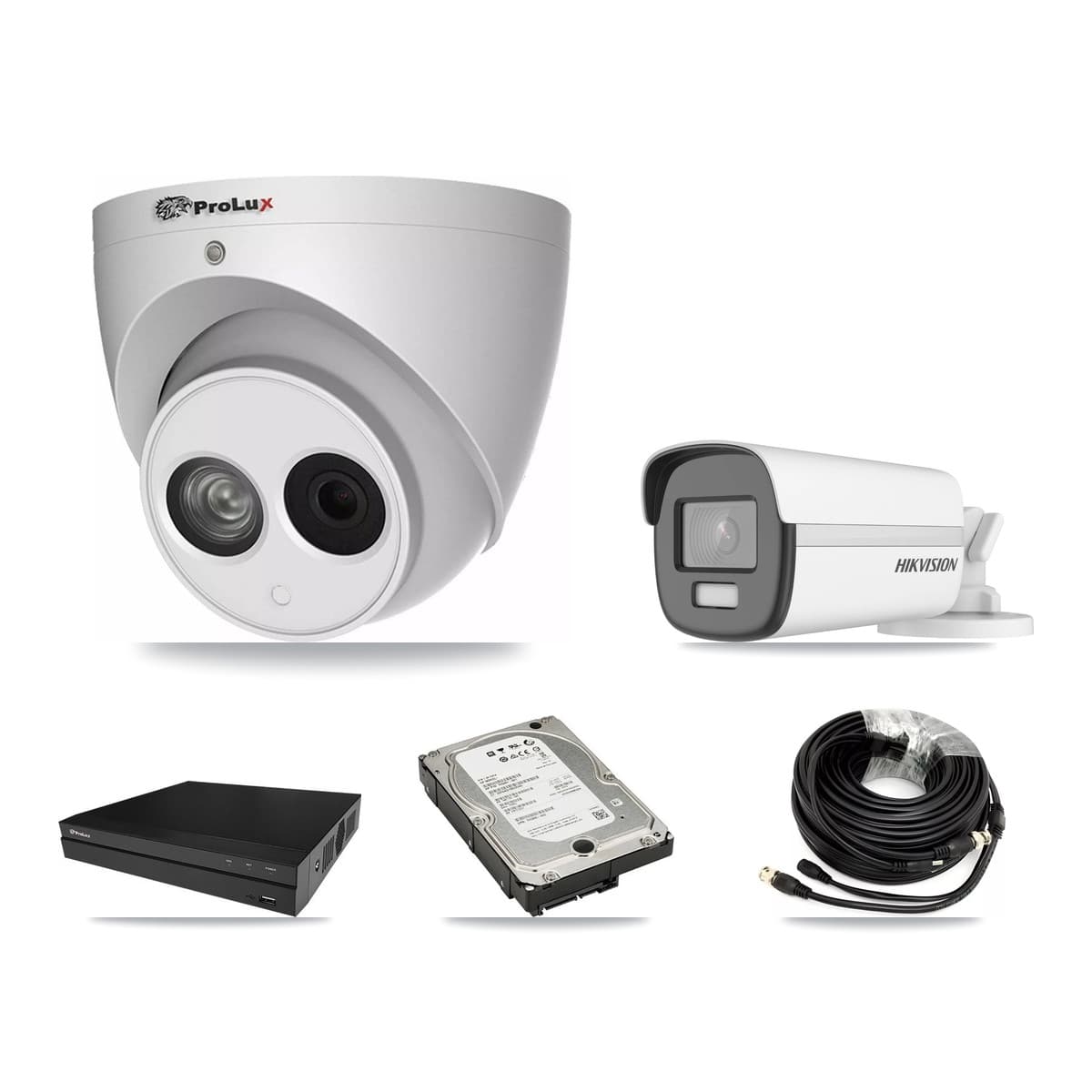 Hikvision & Prolux 8-Channel 4MP – 4K CCTV Kit — 1 4K Bullet + 2 4MP Turret Cameras + 5TB Recording (PXD-5208AN Recorder) - Image 1