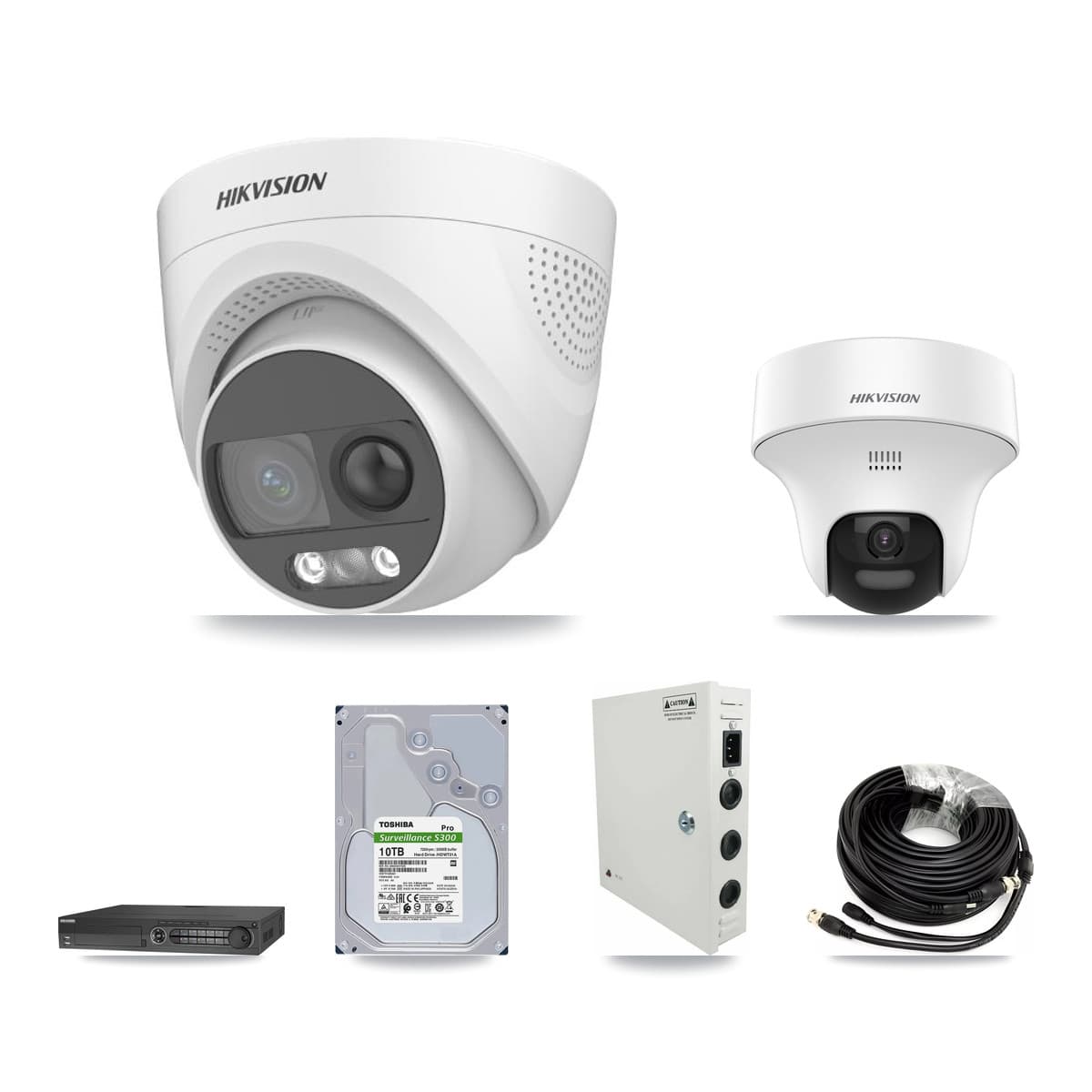Hikvision 32-Channel 5MP CCTV Kit — 1 DS-2CE70K0T + 15 DS-2CE72KF3T Turret Cameras + 2× 10TB Recording (DS-7332HQHI Recorder)