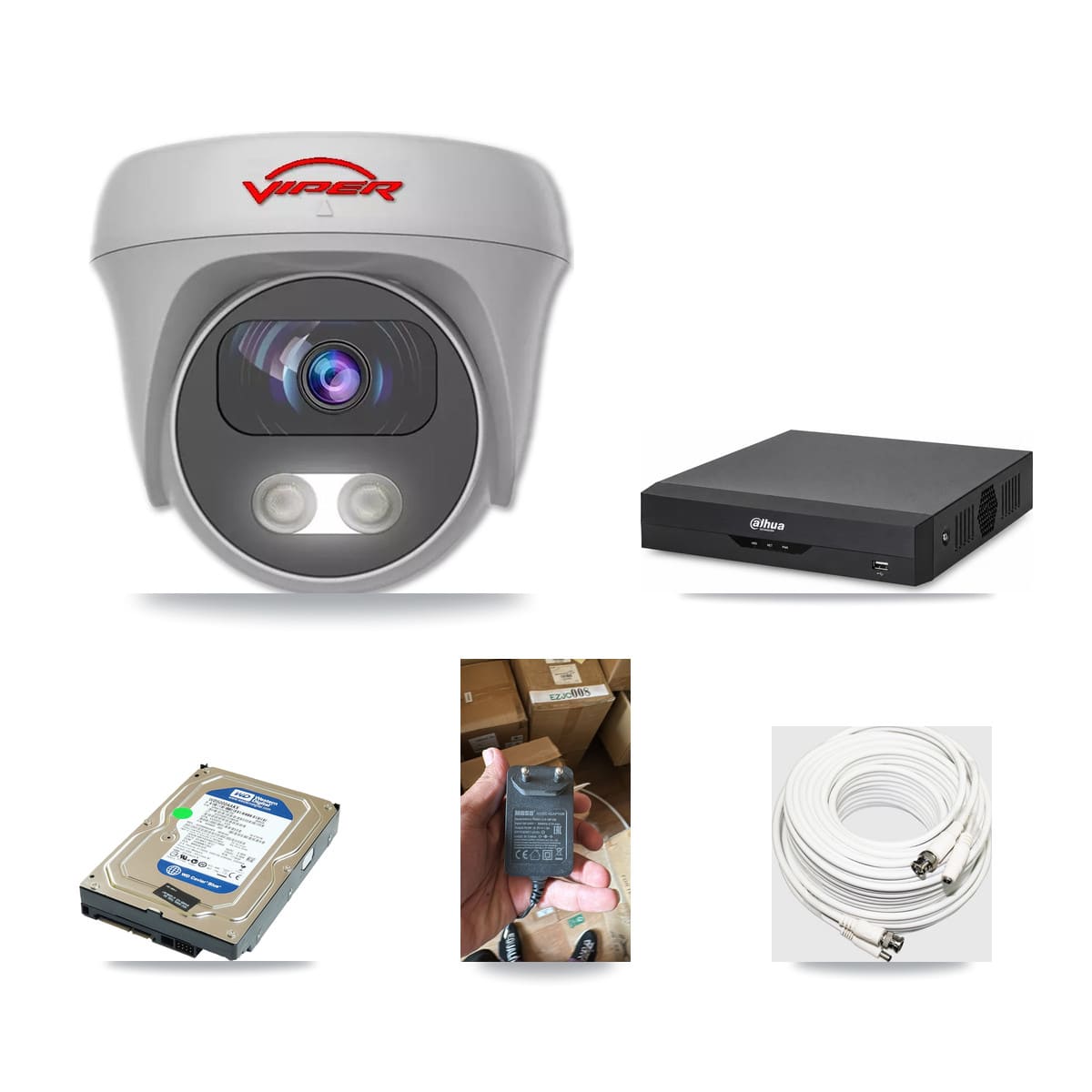 Dahua 4-channel CCTV kit: 1 camera (1× 5MP Camera), 500GB hard drive