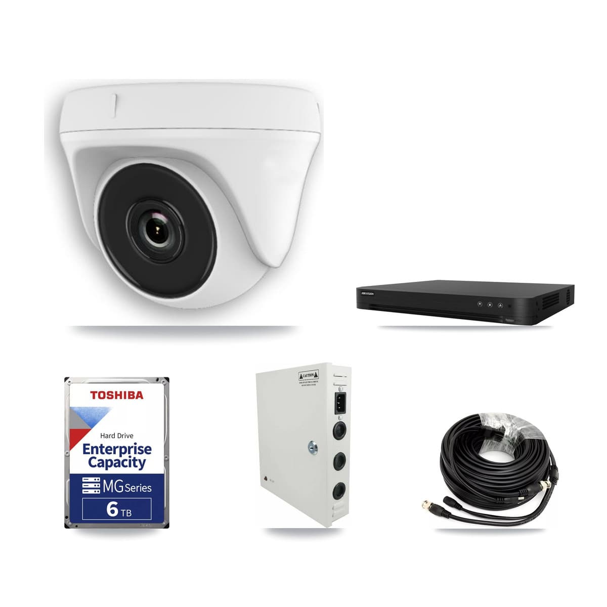 Hikvision 16-Channel 2MP CCTV Kit — 9 White Dome Cameras + 6TB Recording (DS-7216HGHI Recorder)