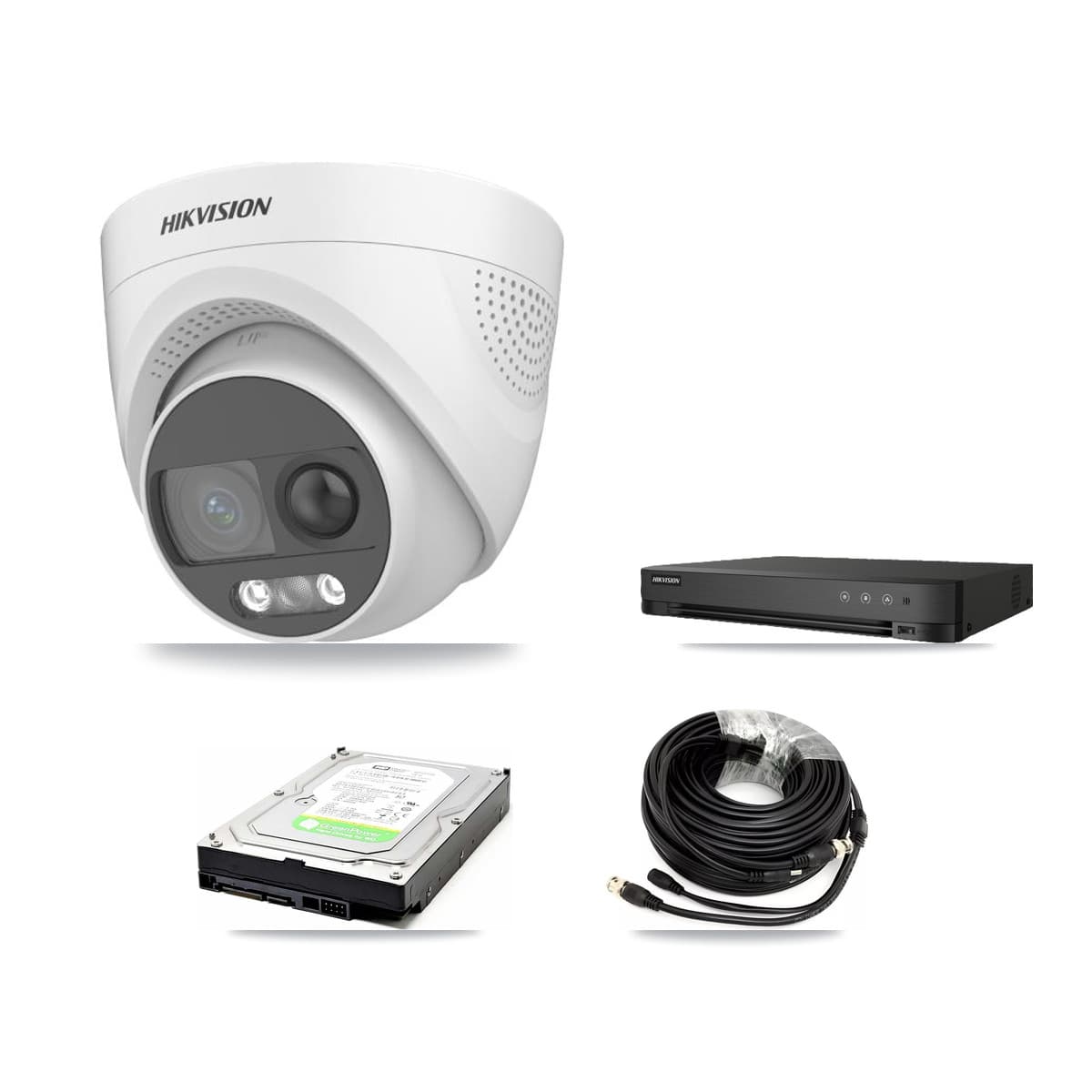 Hikvision 8-Channel 5MP CCTV Kit — 1 DS-2CE72KF3T Turret Camera + 1TB Recording (IDS-7208HQHI Recorder)