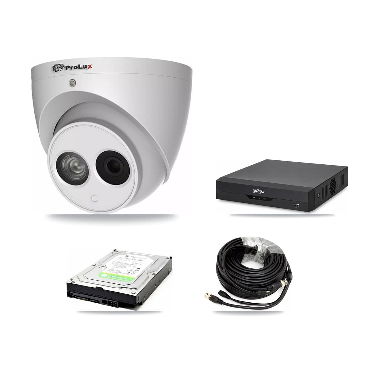Prolux & Dahua 4-Channel 4MP CCTV Kit — 1 Turret Camera + 1TB Recording