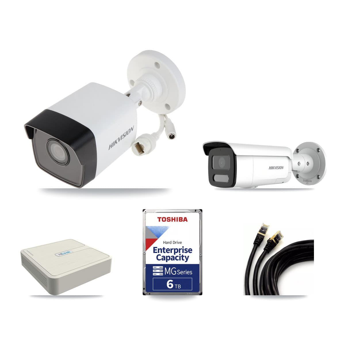 Hikvision & HiLook 8-Channel 4MP – 5MP CCTV Kit — 4 5MP + 1 4MP Bullet Cameras + 6TB Recording