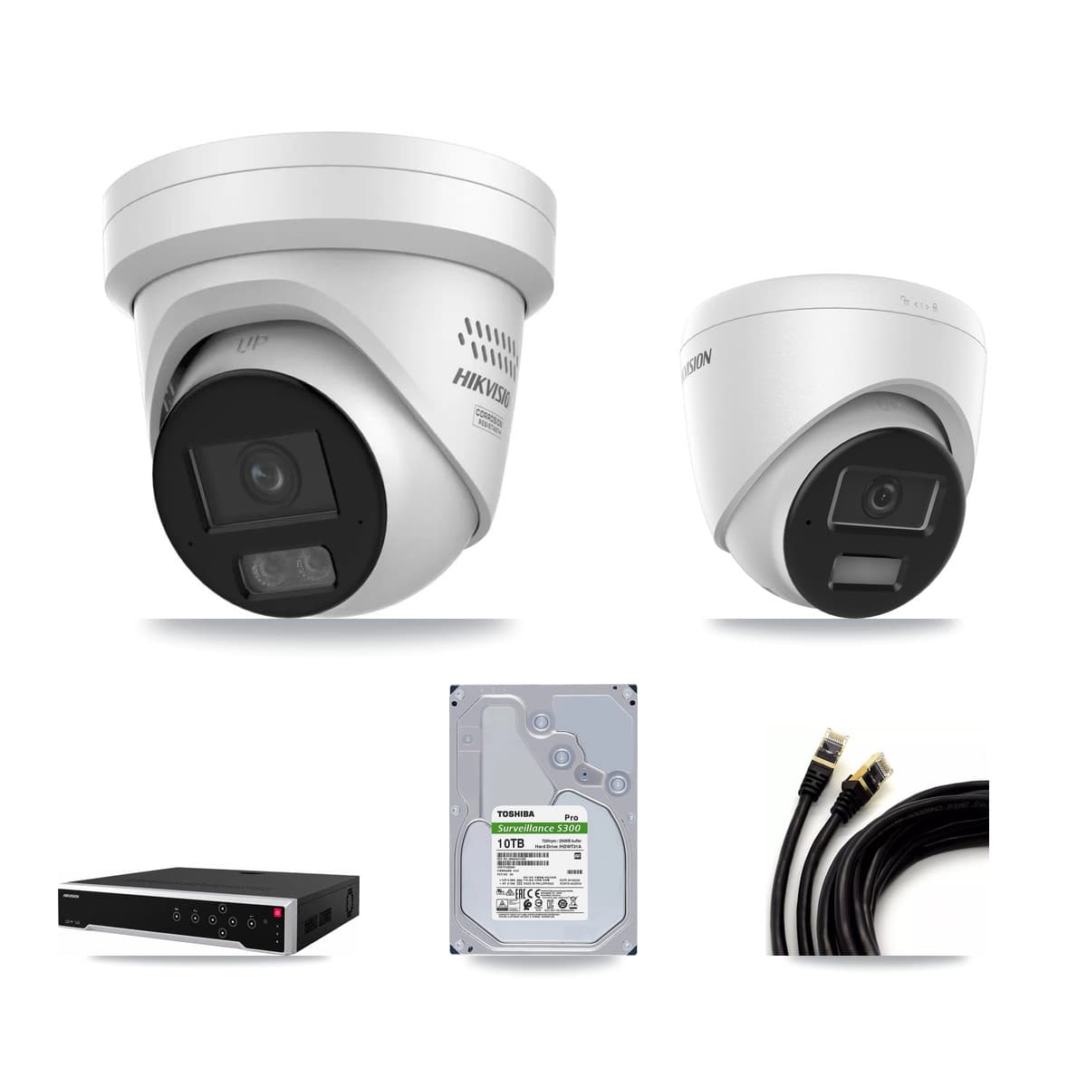 Hikvision 32-Channel 4MP CCTV Kit — 5 DS-2CD1343G2 + 10 DS-2CD2347G3 Turret Cameras + 2× 10TB Recording - Image 1