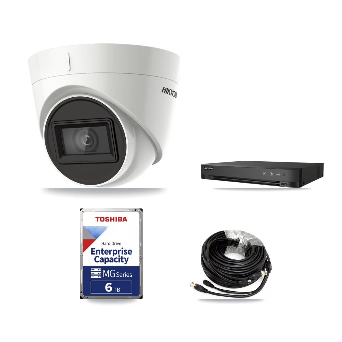 Hikvision 4-Channel 4K CCTV Kit — 2 DS-2CE78U1T Turret Cameras + 6TB Recording