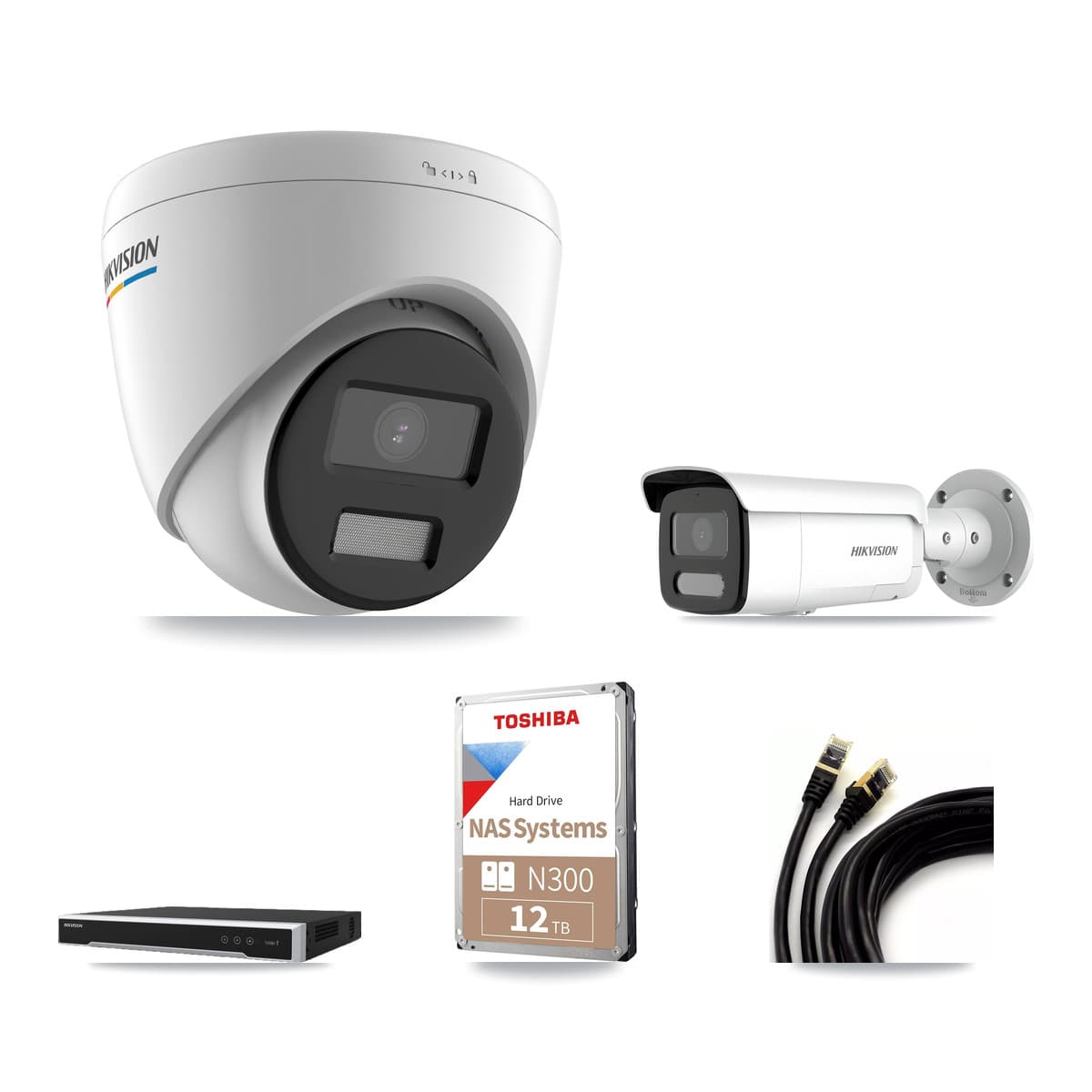 Hikvision 16-Channel 2MP – 4MP CCTV Kit — 6 2MP Turret + 6 4MP Bullet Cameras + 12TB Recording