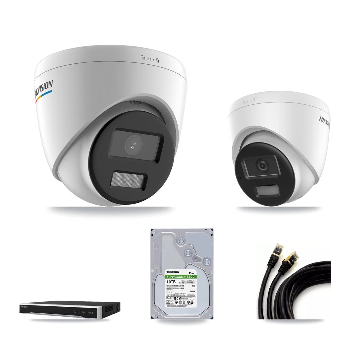 Hikvision 16-Channel 2MP – 4K CCTV Kit — 3 2MP + 3 4K Turret Cameras + 10TB Recording