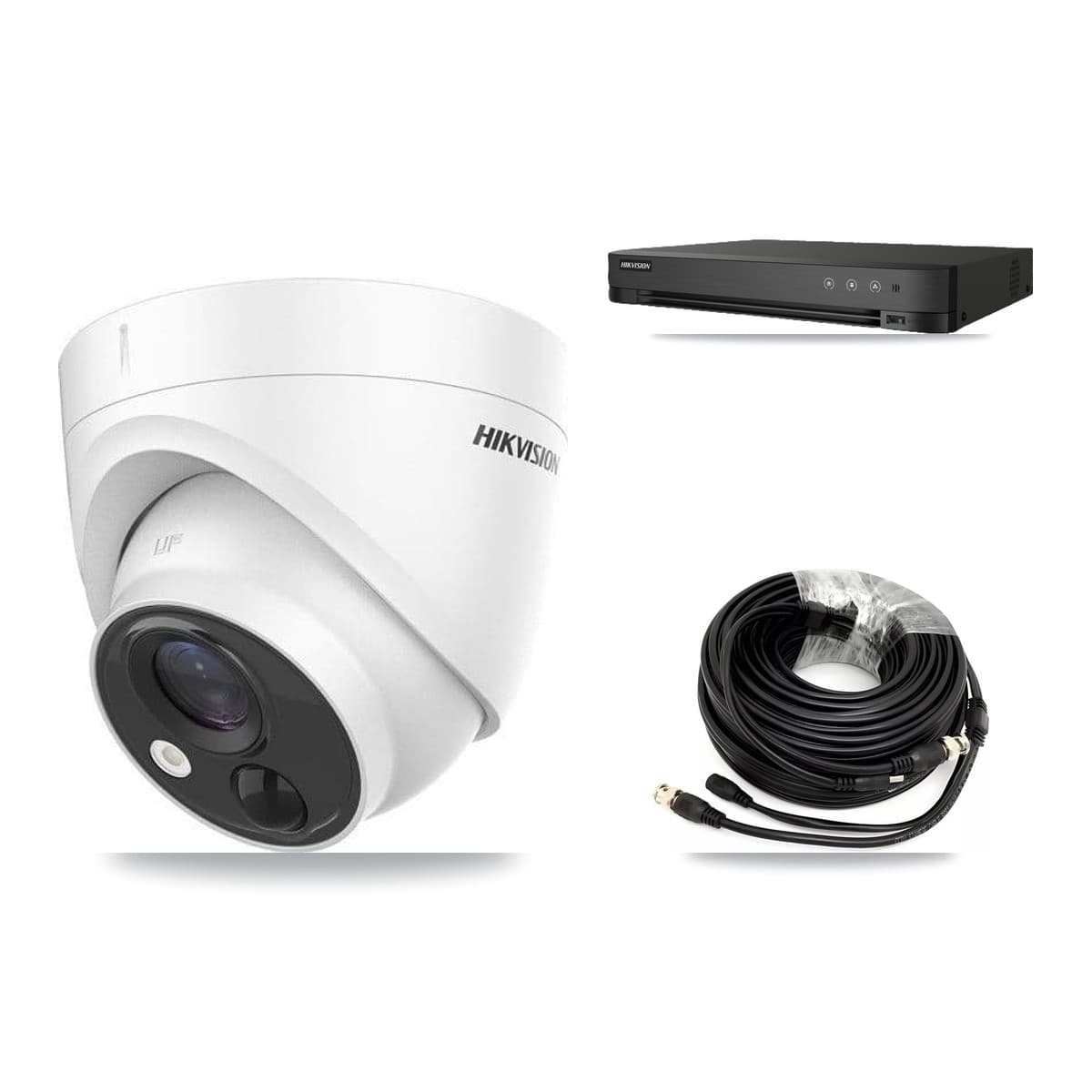 Hikvision 8-Channel 5MP CCTV Kit — 8 DS-2CE71H0T Turret Cameras + 8TB Recording (IDS-7208HUHI Recorder) - Image 1