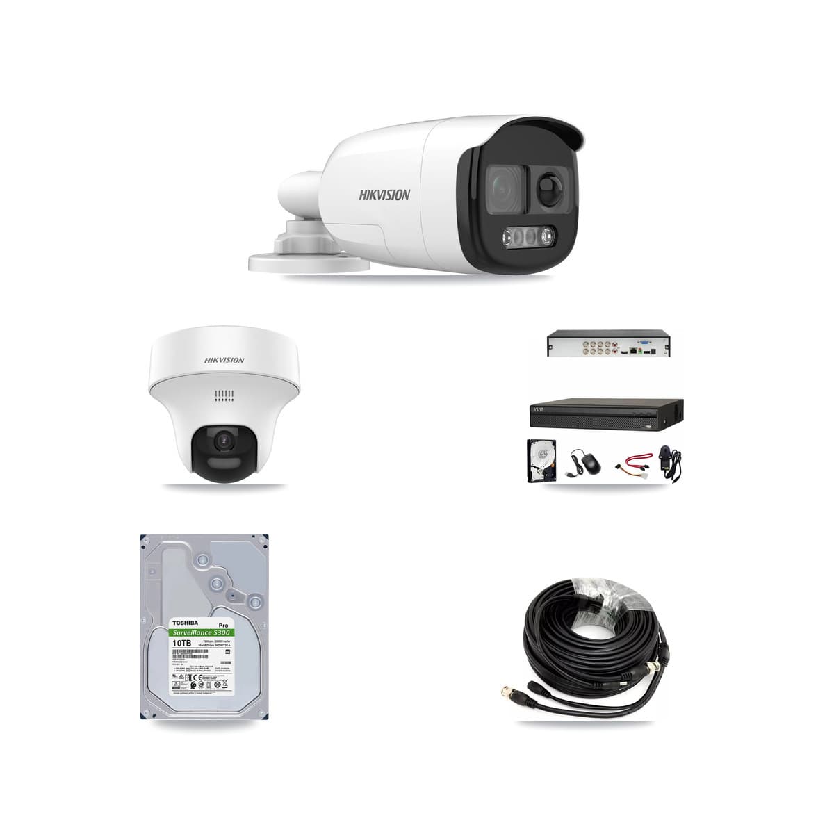 Hikvision & Dahua 8-Channel 5MP CCTV Kit — 7 DS-2CE12KF3T Bullet + 1 DS-2CE70K0T Turret Cameras + 10TB Recording - Image 1
