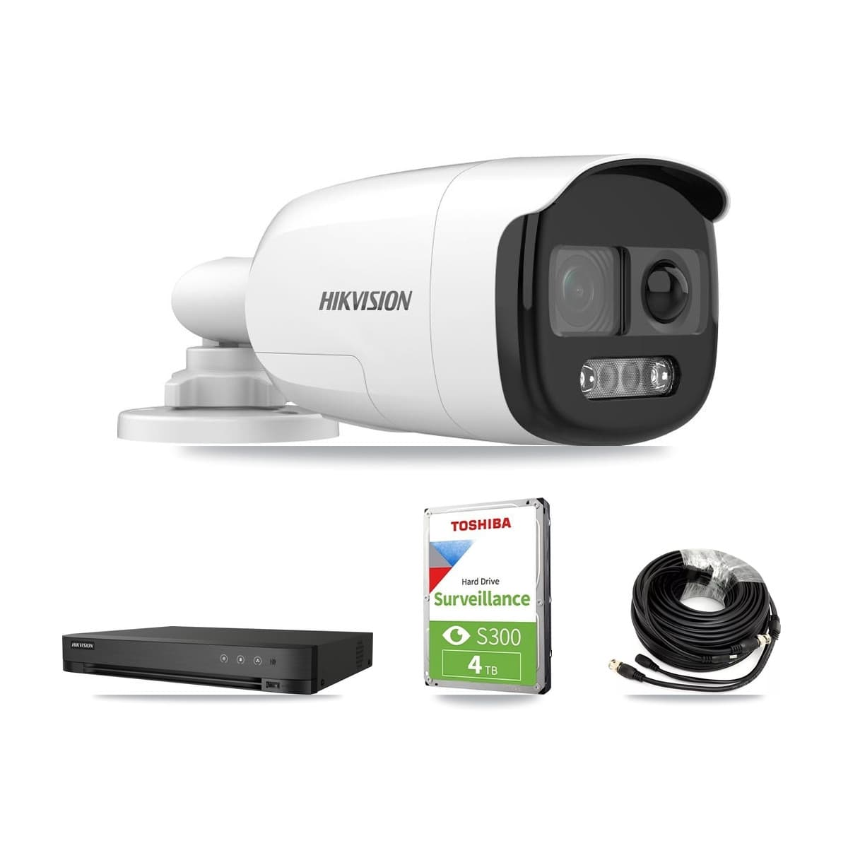 Hikvision 4-Channel 5MP CCTV Kit — 3 DS-2CE12KF3T Bullet Cameras + 4TB Recording (IDS-7204HQHI Recorder)