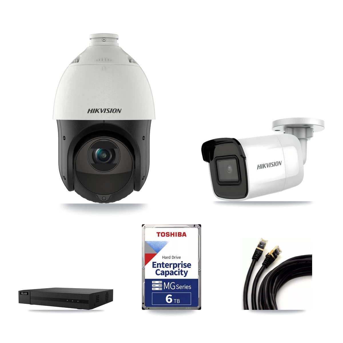 Hikvision & HiLook 8-Channel 4MP – 4K CCTV Kit — 1 4K Bullet + 5 4MP PTZ Cameras + 6TB Recording - Image 1