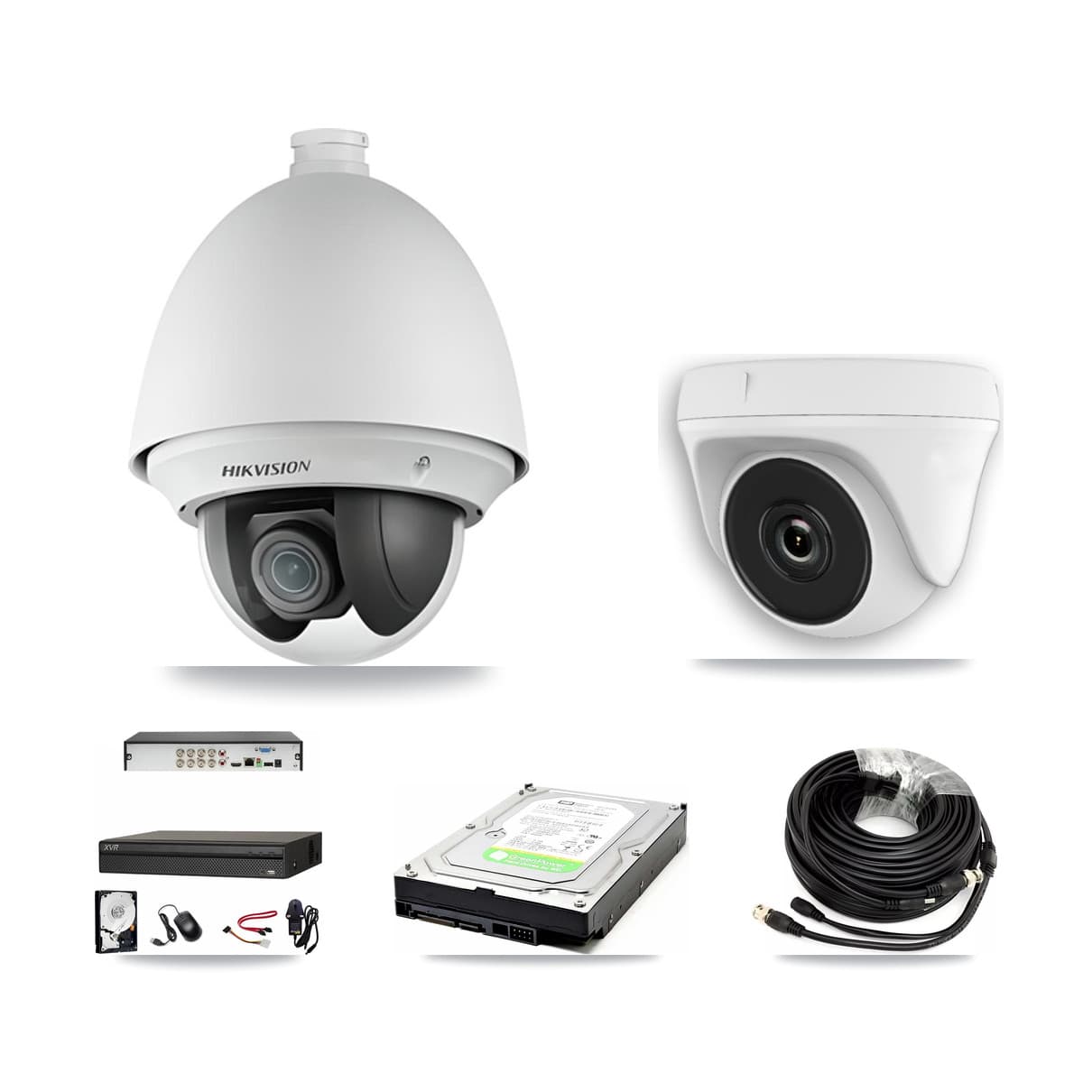 Hikvision & Dahua 8-Channel 2MP CCTV Kit — 1 PTZ + 1 White Dome Cameras + 1TB Recording (XVR-3108AD Recorder) - Image 1