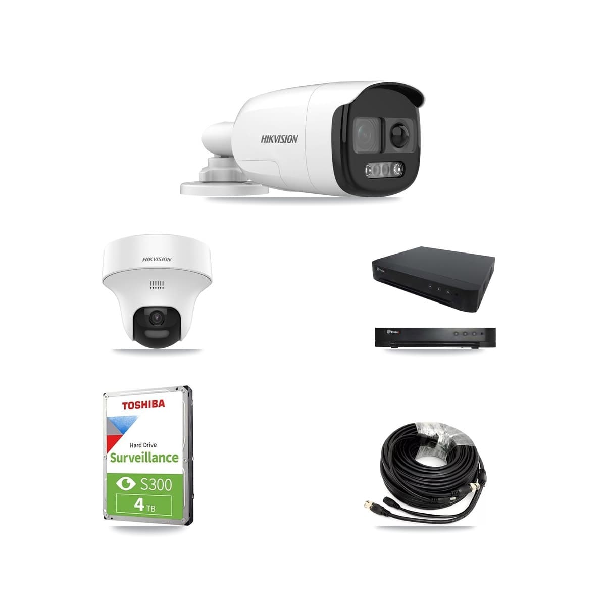 Hikvision & Prolux 16-Channel 5MP CCTV Kit — 1 DS-2CE12KF3T Bullet + 1 DS-2CE70K0T Turret Cameras + 4TB Recording - Image 1
