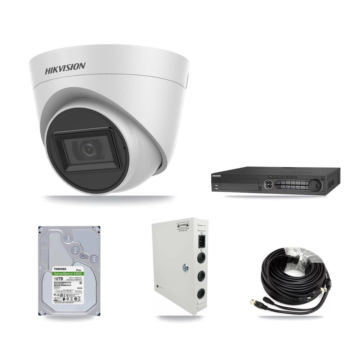 Hikvision 32-Channel 5MP CCTV Kit — 32 White Turret Cameras + 3× 10TB Recording