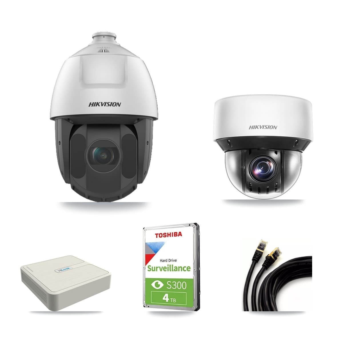 Hikvision & HiLook 8-Channel 2MP – 4MP CCTV Kit — 1 DS-2DE4A425IW 4MP + 4 DS-2DE5232IW 2MP PTZ Cameras + 4TB Recording - Image 1
