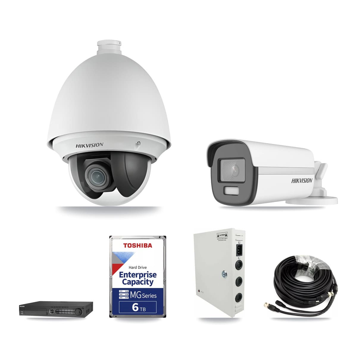 Hikvision 32-Channel 2MP – 4K CCTV Kit — 23 DS-2AE4225T 2MP PTZ + 1 DS-2CE12UF3T 4K Bullet Cameras + 3× 6TB Recording