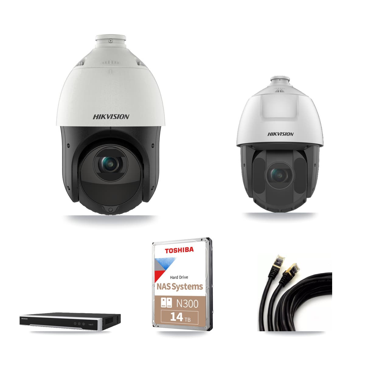 Hikvision 16-Channel 2MP – 4MP CCTV Kit — 10 4MP + 4 2MP PTZ Cameras + 14TB Recording - Image 1