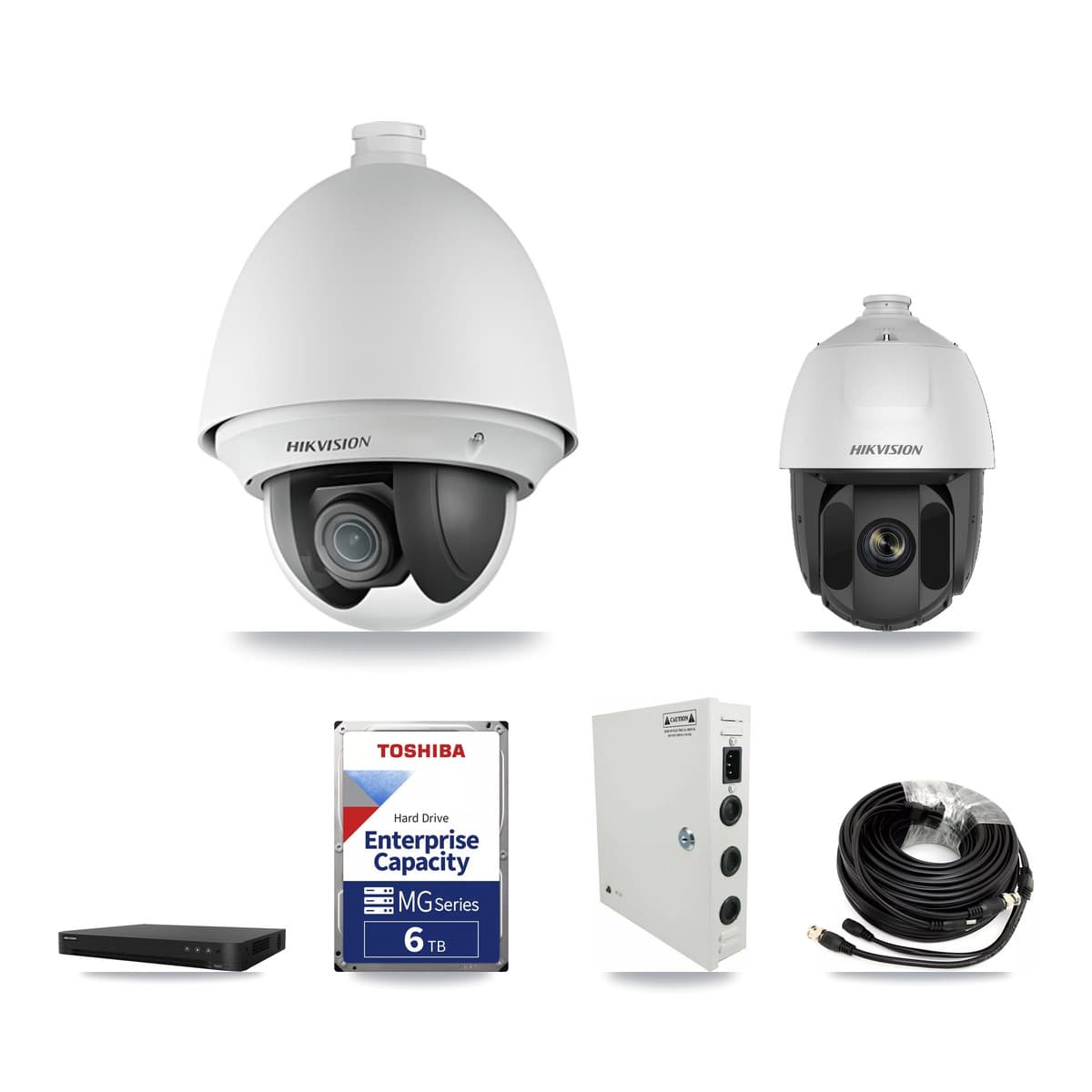 Hikvision 16-Channel 2MP CCTV Kit — 9 DS-2AE4225T + 1 DS-2AE5225TI PTZ Cameras + 6TB Recording (DS-7216HGHI Recorder)