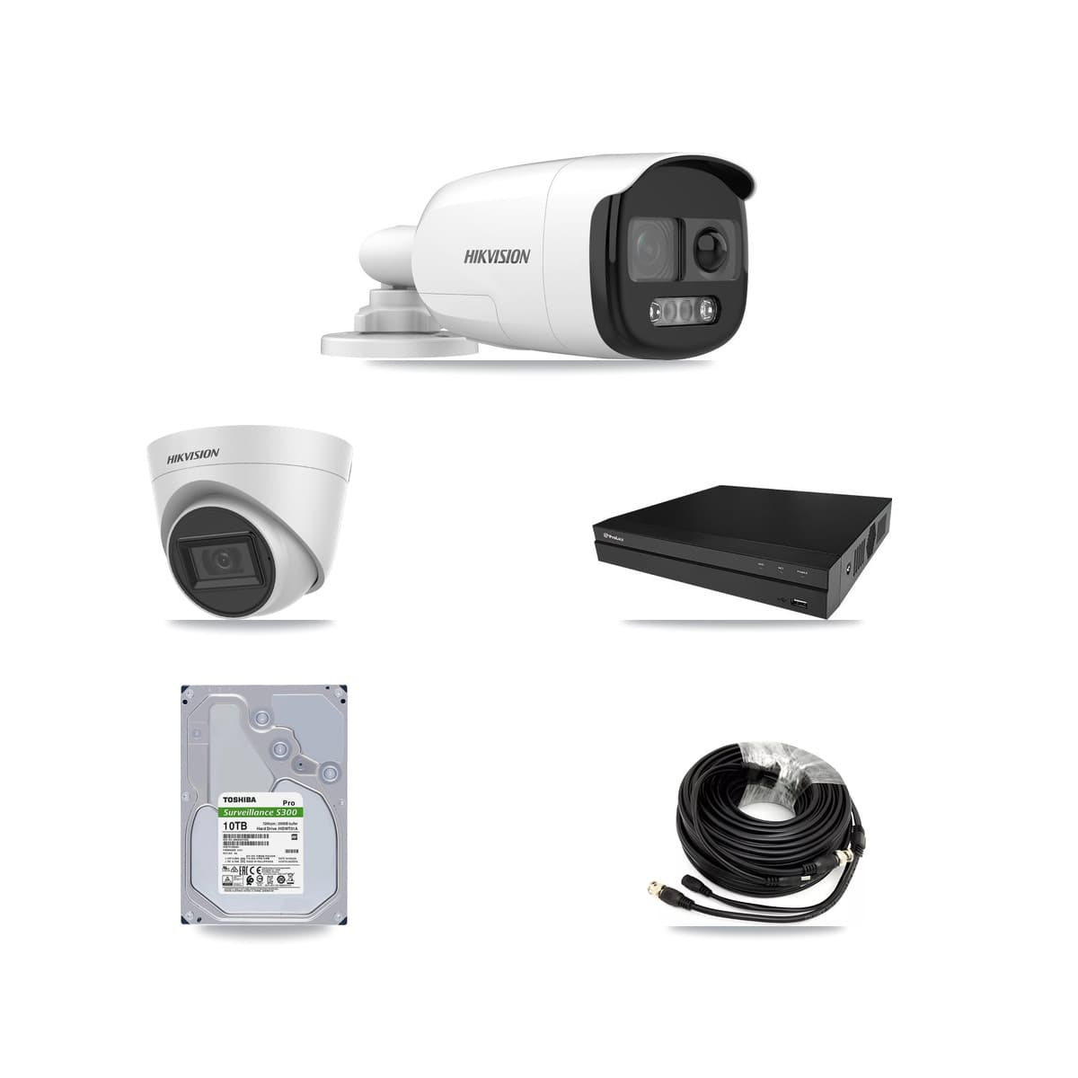 Hikvision & Prolux 8-Channel 5MP CCTV Kit — 6 Bullet + 1 White Turret Cameras + 10TB Recording - Image 1