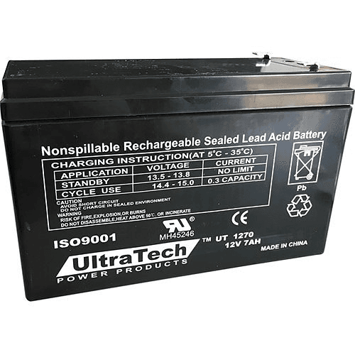UltraTech UT-1270 12V 7Ah Sealed Lead Acid Battery F1 Terminal