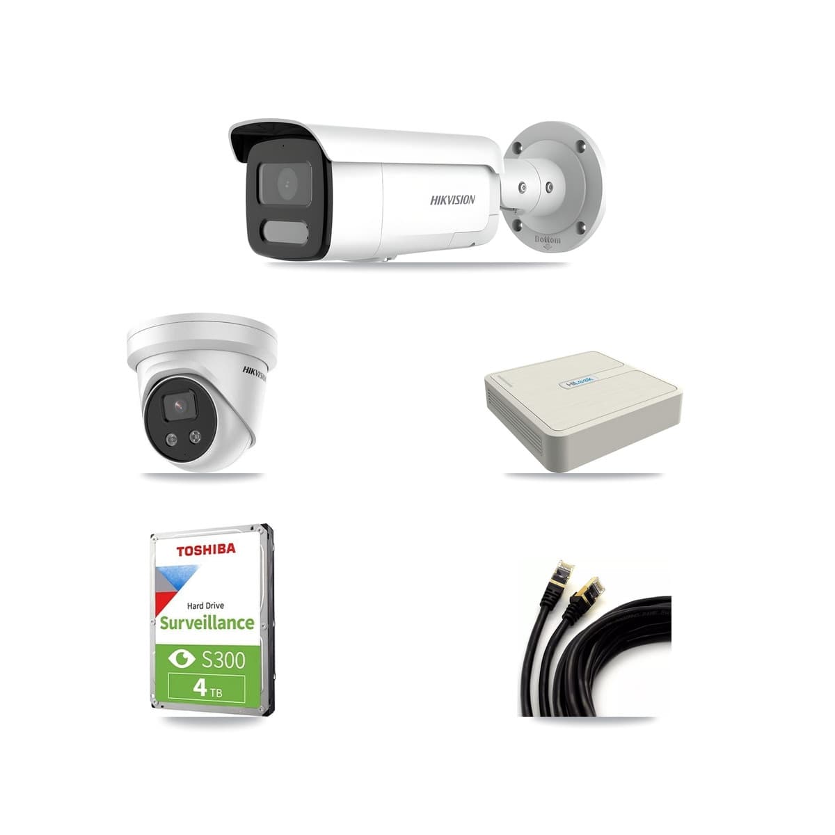 Hikvision & HiLook 8-Channel 4MP – 5MP CCTV Kit — 1 4MP Bullet + 1 5MP Turret Cameras + 4TB Recording (NVR-108H-D Recorder) - Image 1