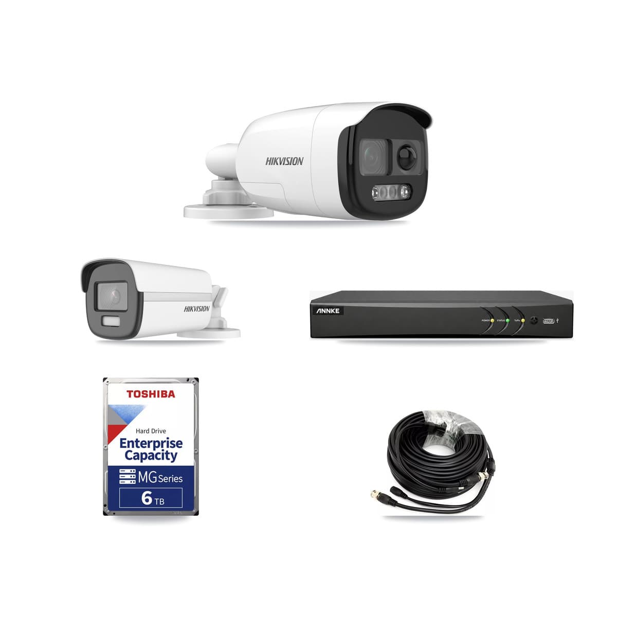 Hikvision & ANNKE 4-Channel 5MP – 4K CCTV Kit — 3 5MP + 1 4K Bullet Cameras + 6TB Recording