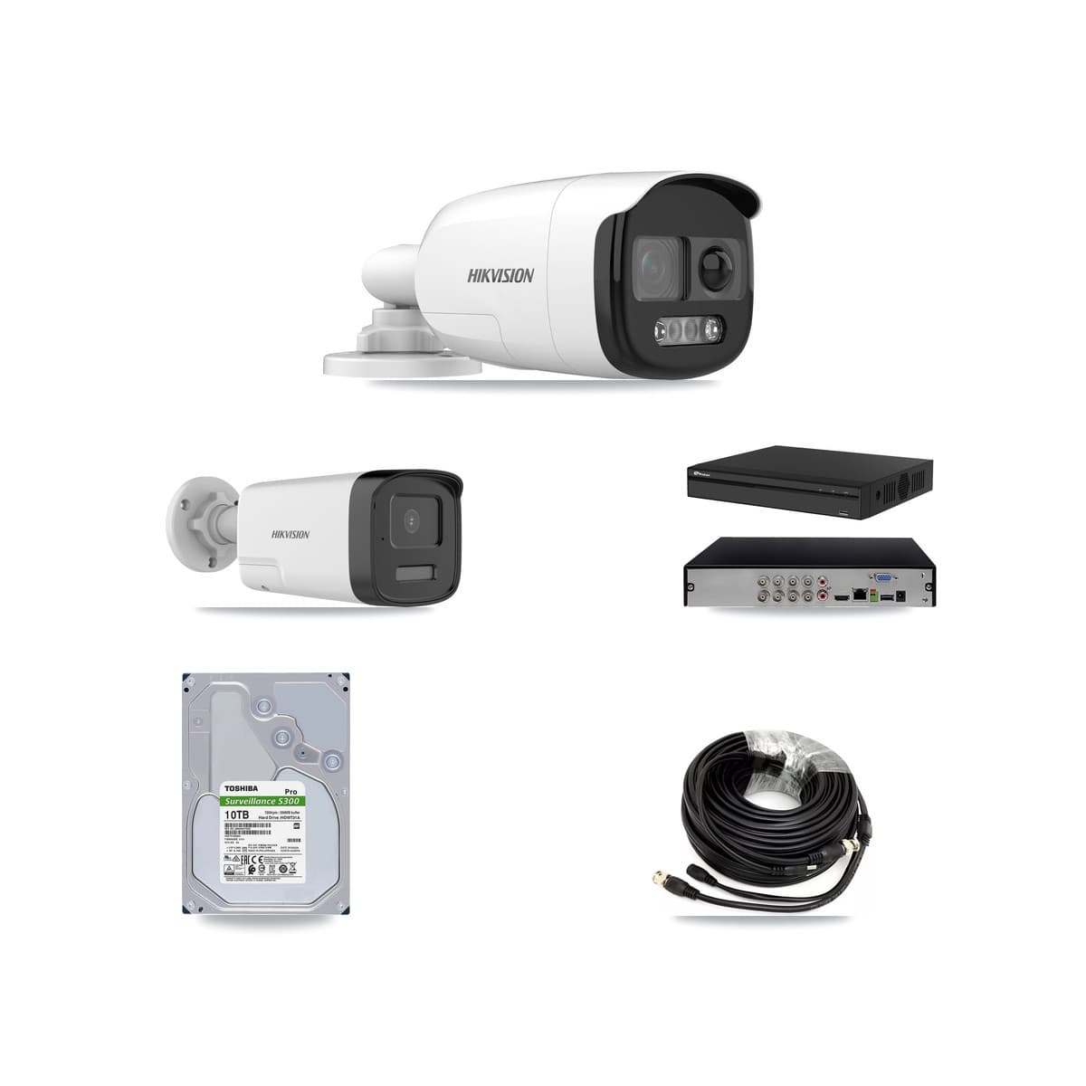 Hikvision & Prolux 8-Channel 5MP CCTV Kit — 4 DS-2CE12KF3T + 4 DS-2CE17K0T Bullet Cameras + 10TB Recording (PXD-5108HS Recorder) - Image 1