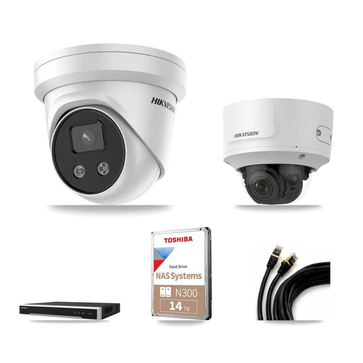 Hikvision 16-Channel 2MP – 5MP CCTV Kit — 1 2MP Dome + 12 5MP Turret Cameras + 14TB Recording