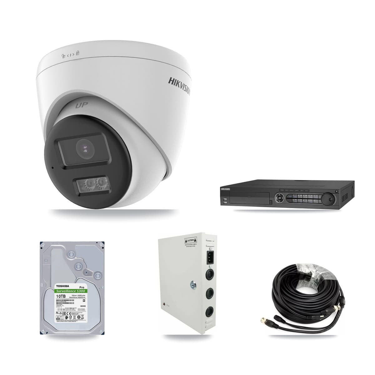 Hikvision 32-Channel 5MP – 4K CCTV Kit — 11 DS-2CE78K0T-LTS 5MP + 5 DS-2CE78U0T-LPTS 4K Turret Cameras + 3× 10TB Recording (IDS-7332HUHI-M4/S Recorder)